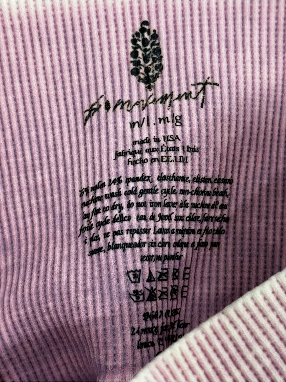 NWT FP Movement Happiness Runs Ribbed Leggings Pink M/L Mineral Wash